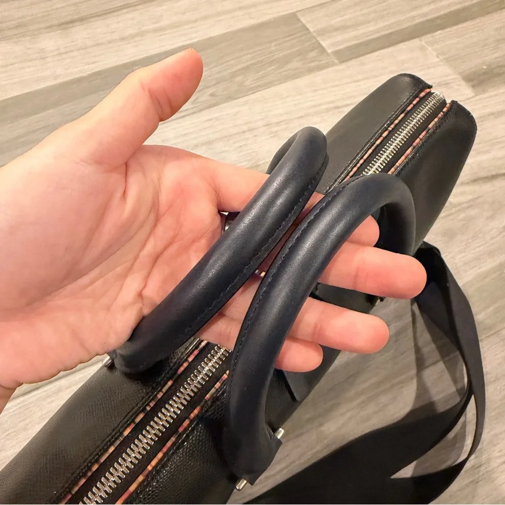 Paul Smith Black Pebbled Leather Slim Folio Briefcase Laptop Bag